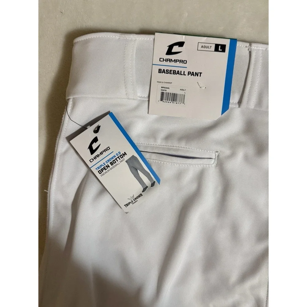NWT CHAMPRO Triple Crown 2.0 Open Bottom Baseball Pants White ~ Size L